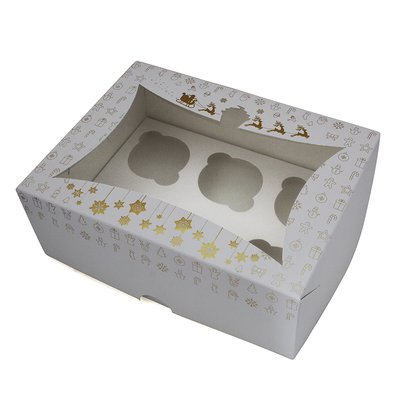 Коробка для капкейков на 6шт Золотое тиснение (5шт) 972::24 фото