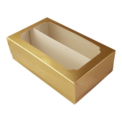 Коробка с перегородкой для макаронс и эклеров 20х12х6 см Золото (5шт) lp97::2 фото