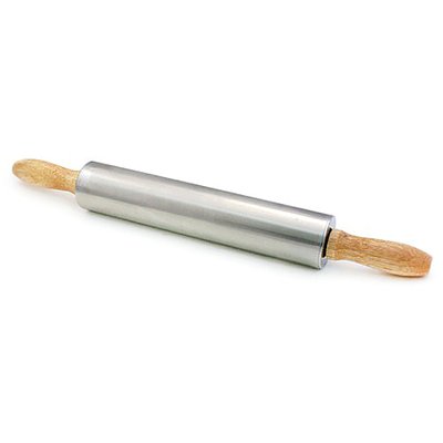 Скалка металлическая с деревянными ручками 3925 фото