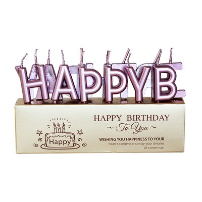 Набір металізованих свічок Happy Birthday (рожеві)  38985::3 фото