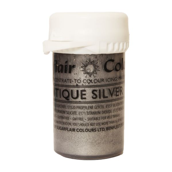 Перламутровий гелевий барвник Sugarflair Срібло (Antique silver) A701 фото