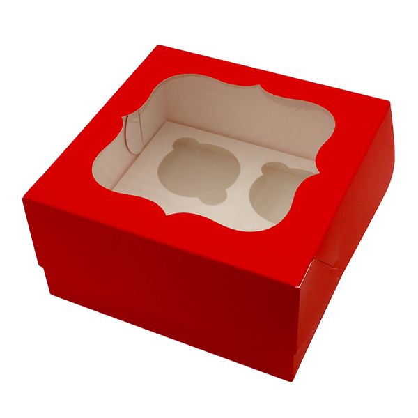 Коробка для капкейків на 4шт Червона (5шт) 864::5 фото