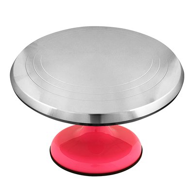 Металлическая крутящаяся подставка для торта (розовая) 061074 фото