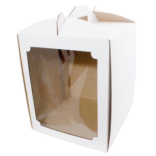 Коробка для торта с прямоугольным окном белая 25х25х30см (5шт) lp51 фото