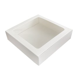 Коробка для макаронс на 24шт 20х20х5см с окном Белая (5шт) lp110 фото