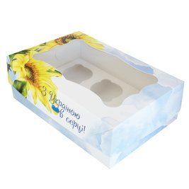 Коробка для капкейков на 6шт З Україною в серці 25x17x9см (5шт) 972::30 фото