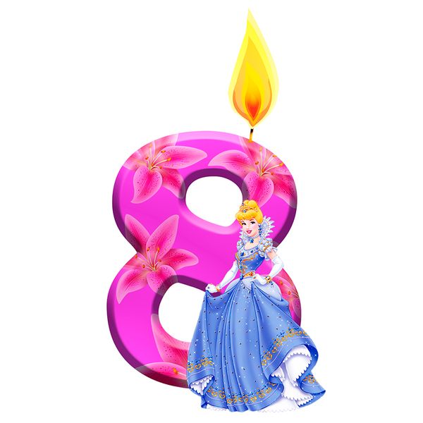 Вафельная картинка Цифра 8 Принцесса Disney 13,5х6,5 wk606 фото