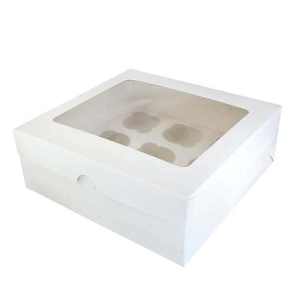 Коробка для капкейків на 9шт Біла з прямокутним вікном (5шт) lp4::1 фото