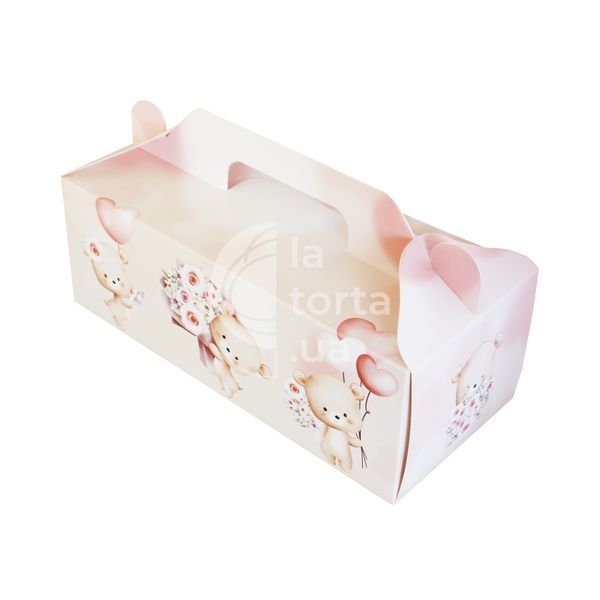 Коробка для меренгового рулета с ручкой Медвежата 25x11x9см (5шт) 398::1 фото