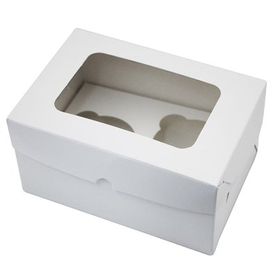 Коробка для капкейков 2шт Белая с окном (5шт) lp50 фото