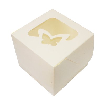 Коробка для капкейків 1шт Молочна/Біла з метеликом (5шт) lp6::1 фото