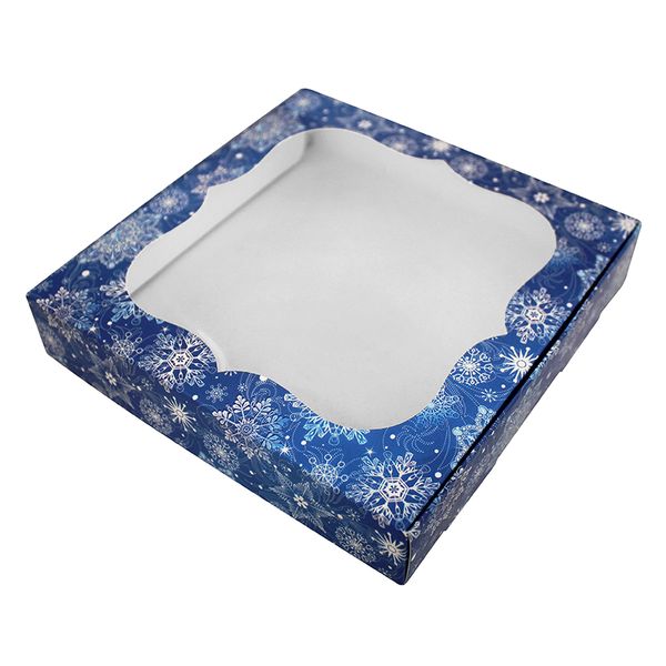 Коробка для пряників 15х15см Синя зі сніжинками (5шт) 927::31 фото