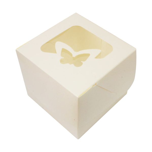 Коробка для капкейков 1шт Молочная/Белая с бабочкой (5шт) lp6::1 фото