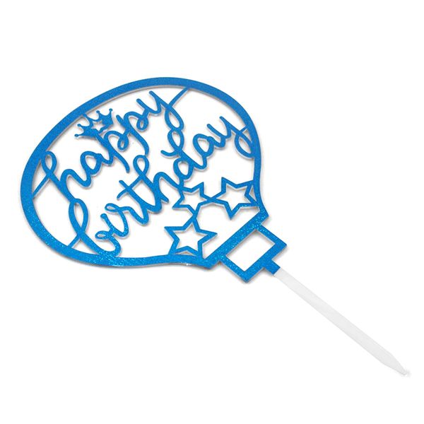 Пластмасовий топер Happy Birthday Кулька (блакитний) 1470::1 фото