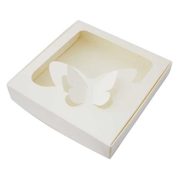 Коробка для пряников 15х15см Молочная/Белая с бабочкой (5шт) 927::2 фото