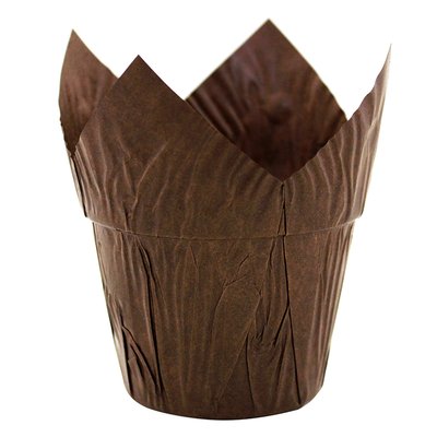 Набор форм для кексов Тюльпан с бортом Коричневый, 20шт 506090::1 фото