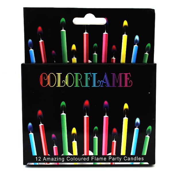 Набір свічок для торта з різнокольоровими вогниками (12 штук) 0455 фото