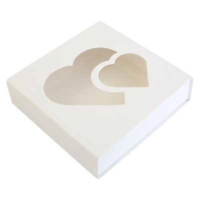 Коробка для пряников 12х12см с окном Белое Сердце (5шт) 822::19 фото