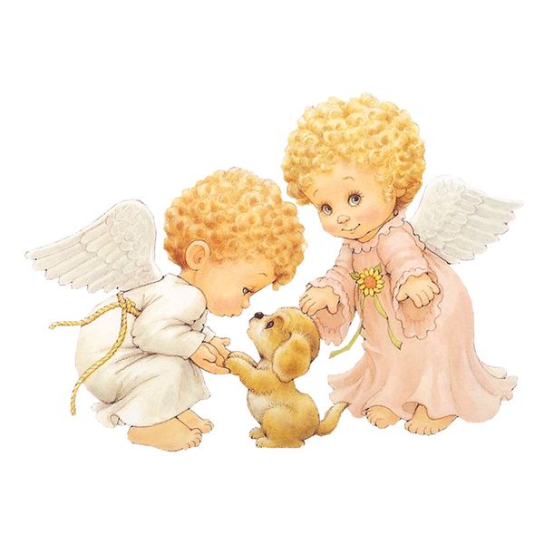 Вафельная картинка Ангелочки с собачкой 14х20 wk210 фото