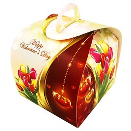 Коробка-бонбоньєрка 11х11х11см Happy Valentine's Day (тюльпани) (5шт) 820::5 фото