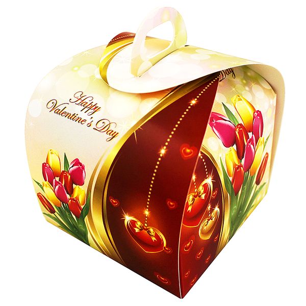 Коробка-бонбоньерка 11х11х11см Happy Valentine's Day (тюльпаны) (5шт) 820::5 фото