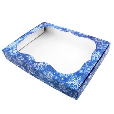 Коробка для пряников 15х20см с окном Синяя со снежинками (5шт) 1399::17 фото