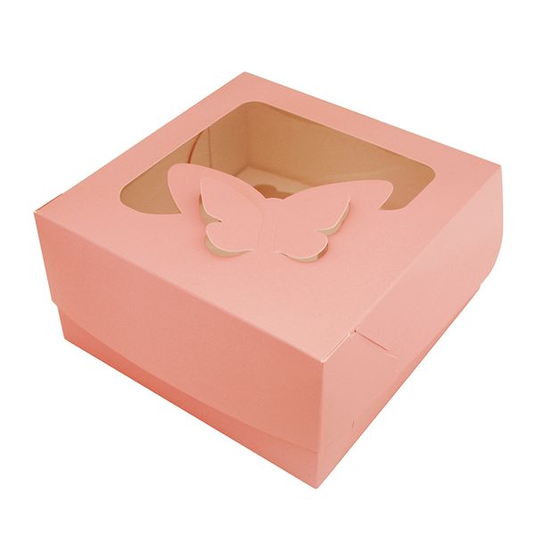 Коробка для капкейків на 4шт Рожева з метеликом (5шт) 864/618 фото