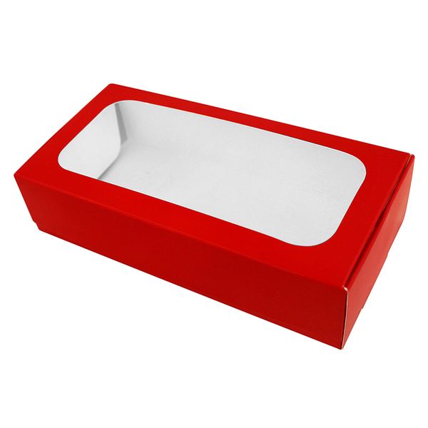 Коробка для макаронс, пряников с окном 20х10х5см Красная (5шт) lp93 фото