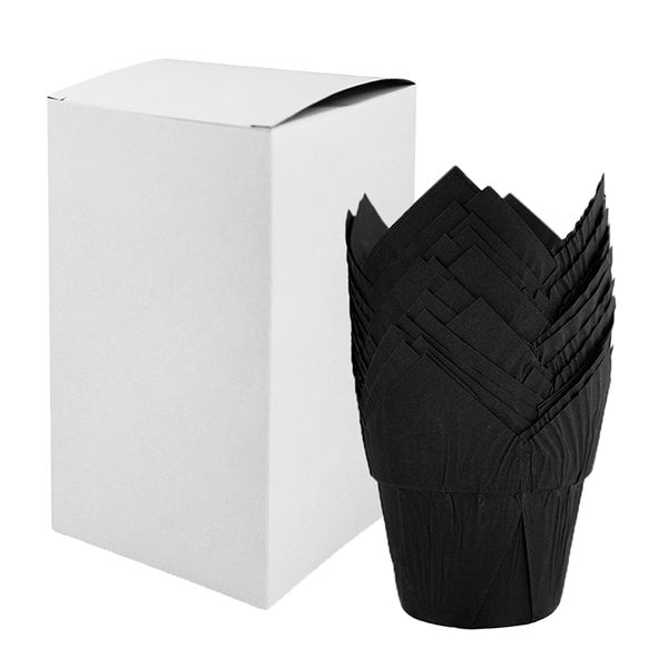Набор форм для кексов Тюльпан с бортом Черный, 20шт 506090::4 фото