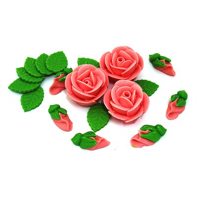 Набір цукрових фігурок Троянди і бутони Рожеві 30178 фото