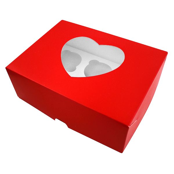 Коробка для капкейков 6шт Красная Сердце (5шт) 972::21 фото
