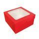 Коробка для бенто-торта Красная 16x16x9 с окном (5шт): Сервировка и упаковка