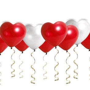 Воздушные шарики Сердца (красные и белые) sk62::2 фото