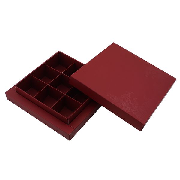 Коробка для конфет 16х16см Узор бордо (5шт) 462 фото