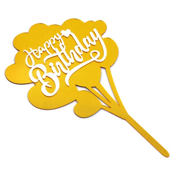 Зеркальный топпер Happy Birthday Сердца (золото) 1411 фото