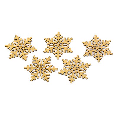 Набор картонных топперов Снежинки, 5шт (золото) 1591 фото