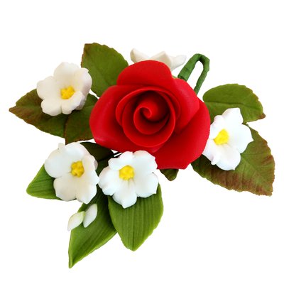 Цукрова прикраса Букет троянд темно-червоний 15872 фото