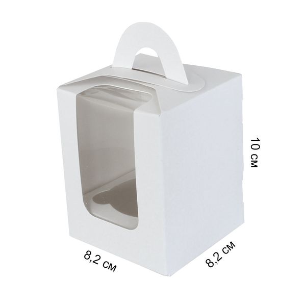Коробка для 1 кексу Біла 10х8,2х8,2см (5шт) 00144 фото