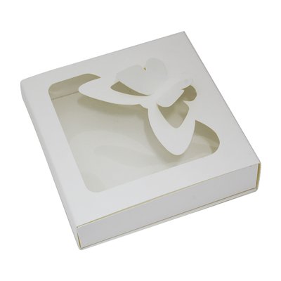 Коробка для пряників 12х12см Біла/Молочна з вікном Метелик (5шт) 822::5 фото