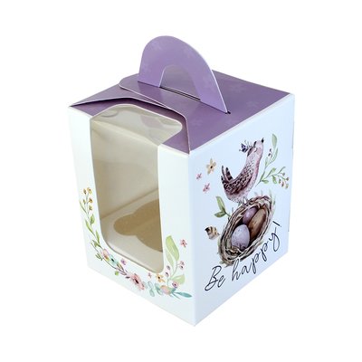 Коробка для 1 кекса Фиолетовая птичка 10х8,2х8,2см (5шт) 00144::2 фото