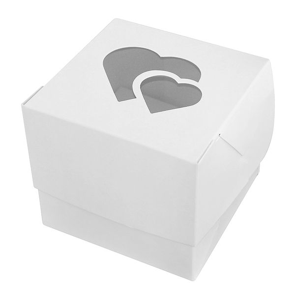 Коробка для капкейков 1шт Белая с сердцами (5шт) lp6::12 фото