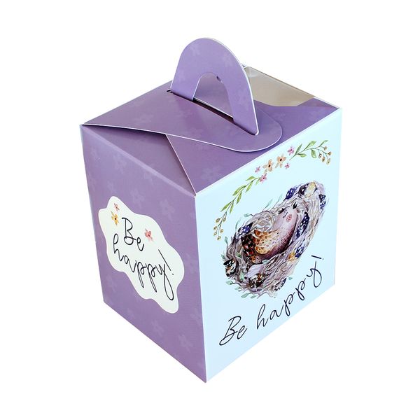 Коробка для 1 кекса Фиолетовая птичка 10х8,2х8,2см (5шт) 00144::2 фото