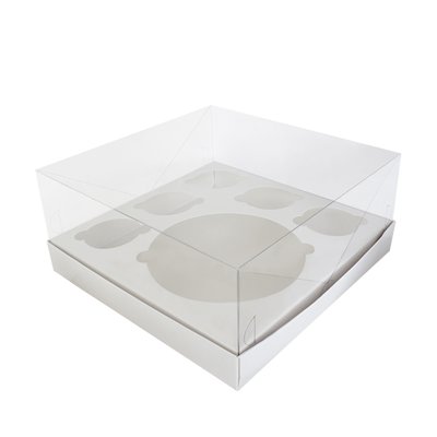 Коробка прозрачная на 6 десертов (бенто/кексы) 25,5х25,5х11см 0376 фото