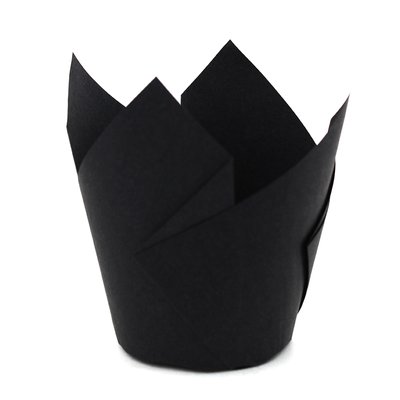 Бумажная форма для кексов Тюльпан - Черные, 150шт ТЛ-1::black фото