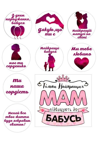 Вафельная картинка Маме и бабушке 20х30см 027027/pr629 фото