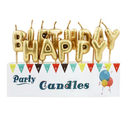 Набор металлизированных свечей Happy Birthday Balloon Золото 0579::1 фото