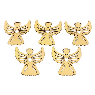 Набор картонных топперов Ангелочки, 5шт (золото) 1605 фото