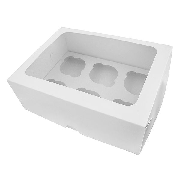 Коробка для капкейков 6шт Белая с прямоугольным окном (5шт) 972::23 фото