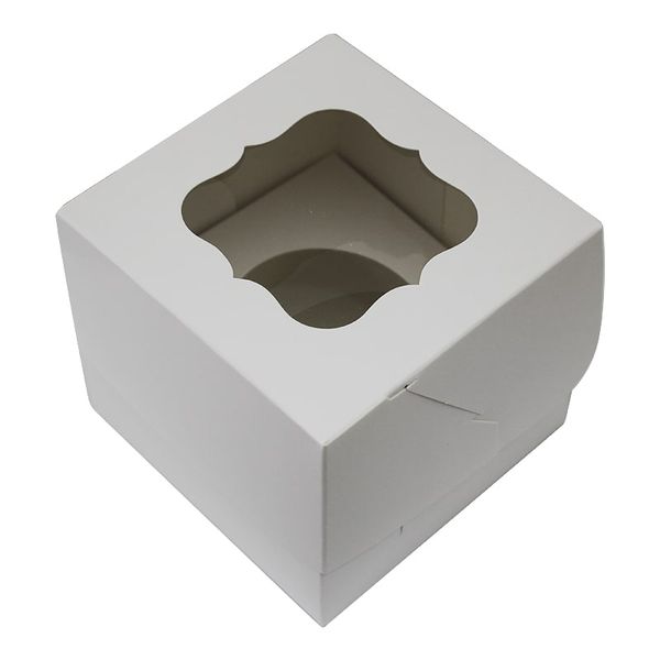Коробка для капкейков 1шт Белая с окном (квадрат) (5шт) lp6::4 фото