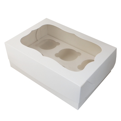 Коробка для капкейков 6 шт Белая с фигурным окном  (5шт) 972::29 фото
